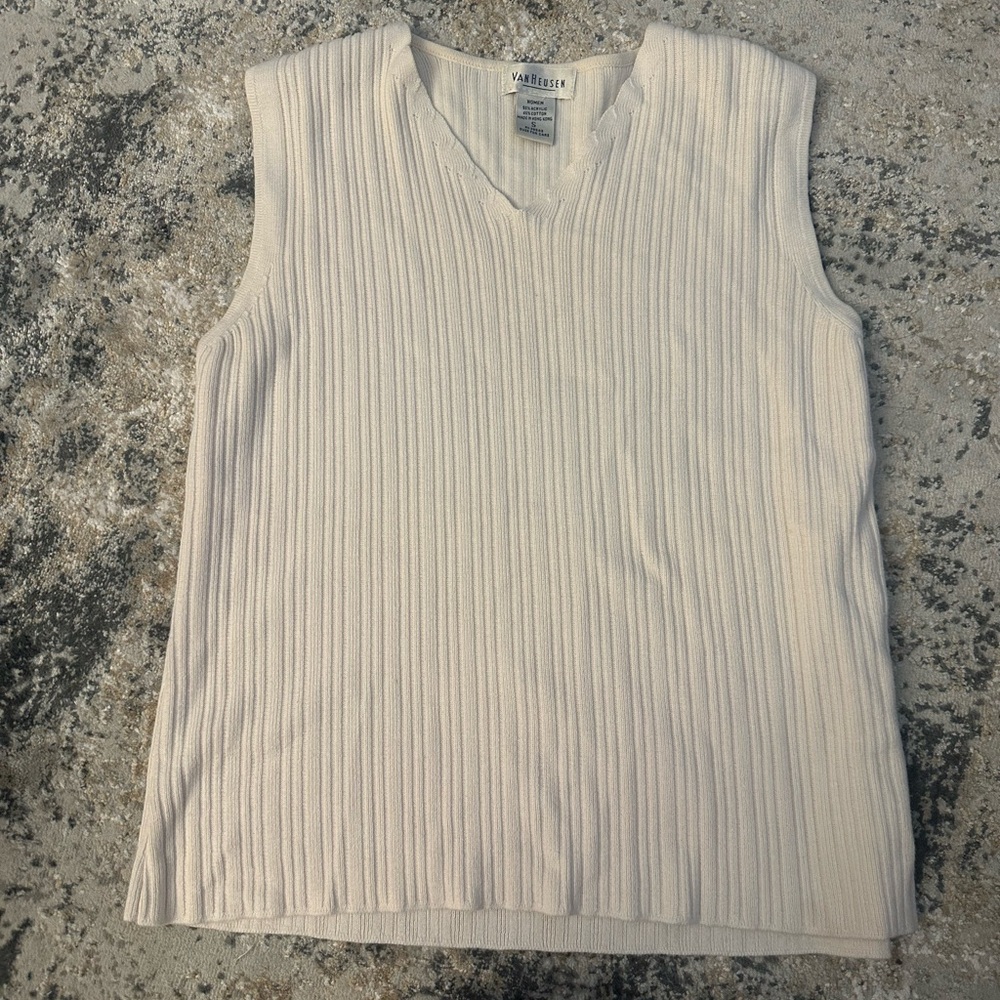 Van Heusen Women's Ivory Ribbed Tank Top